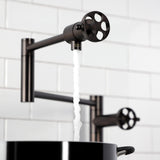 Webb Two-Handle 1-Hole Deck Mount Pot Filler Faucet with Knurled Handle