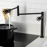 Webb Two-Handle 1-Hole Deck Mount Pot Filler Faucet with Knurled Handle