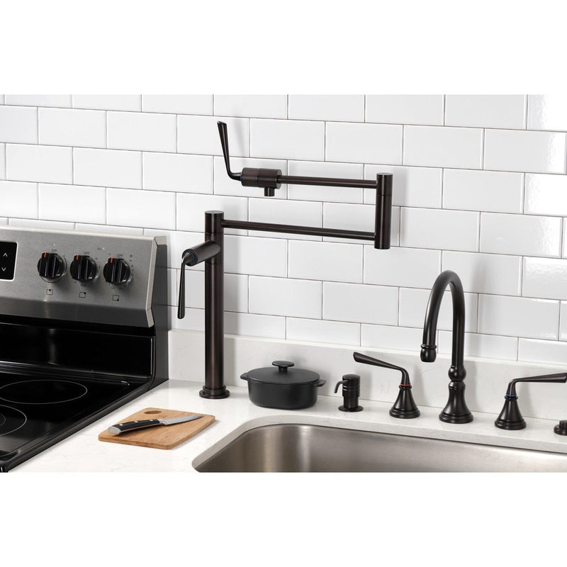 Silver Sage Two-Handle 1-Hole Deck Mount Pot Filler Faucet