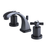 Millennium Two-Handle 3-Hole Deck Mount Widespread Bathroom Faucet with Brass Pop-Up