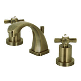Millennium Two-Handle 3-Hole Deck Mount Widespread Bathroom Faucet with Brass Pop-Up
