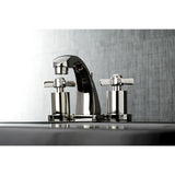 Millennium Two-Handle 3-Hole Deck Mount Widespread Bathroom Faucet with Brass Pop-Up