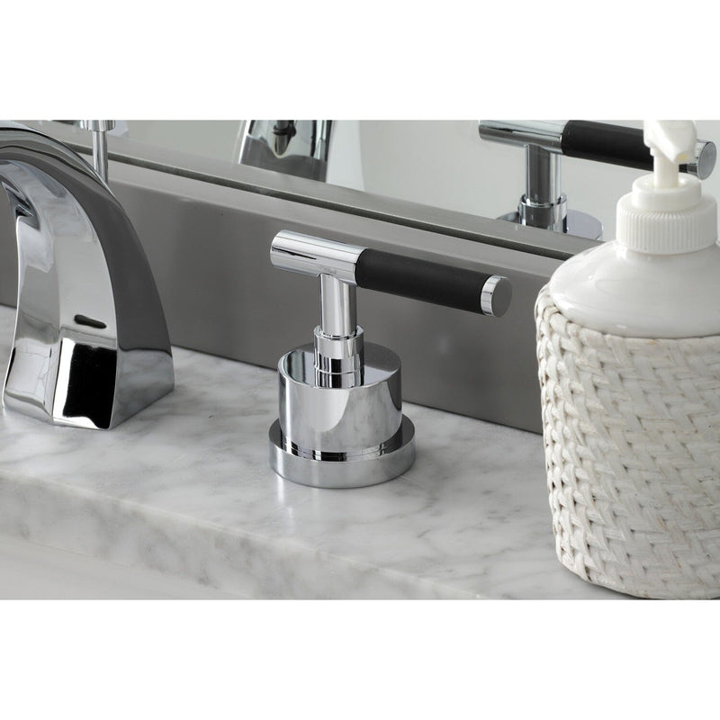 Kaiser Two-Handle 3-Hole Deck Mount Widespread Bathroom Faucet with Brass Pop-Up Drain
