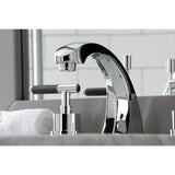 Kaiser Two-Handle 3-Hole Deck Mount Widespread Bathroom Faucet with Brass Pop-Up Drain