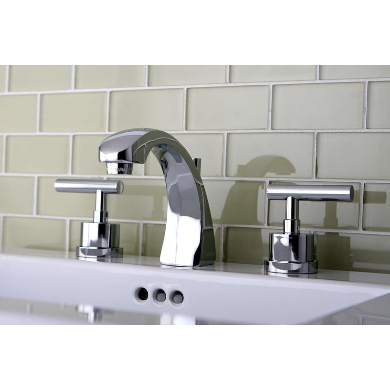 Manhattan Two-Handle 3-Hole Deck Mount Widespread Bathroom Faucet with Brass Pop-Up