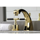Kaiser Two-Handle 3-Hole Deck Mount Widespread Bathroom Faucet with Brass Pop-Up Drain