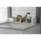 Kaiser Two-Handle 3-Hole Deck Mount Widespread Bathroom Faucet with Brass Pop-Up Drain