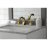 Kaiser Two-Handle 3-Hole Deck Mount Widespread Bathroom Faucet with Brass Pop-Up Drain
