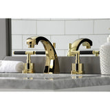 Kaiser Two-Handle 3-Hole Deck Mount Widespread Bathroom Faucet with Brass Pop-Up Drain