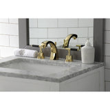 Kaiser Two-Handle 3-Hole Deck Mount Widespread Bathroom Faucet with Brass Pop-Up Drain
