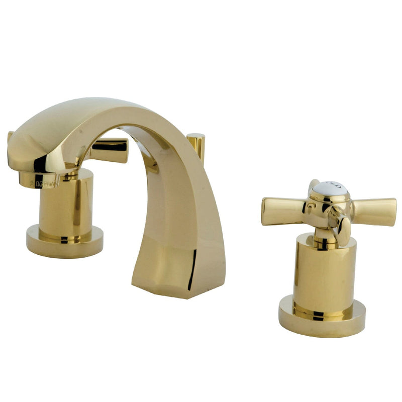 Millennium Two-Handle 3-Hole Deck Mount Widespread Bathroom Faucet with Brass Pop-Up