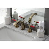Kaiser Two-Handle Deck Mount Widespread Bathroom Faucet with Brass Pop-Up