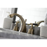 Kaiser Two-Handle 3-Hole Deck Mount Widespread Bathroom Faucet with Brass Pop-Up Drain