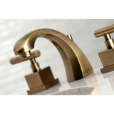 Claremont Two-Handle 3-Hole Deck Mount Widespread Bathroom Faucet with Brass Pop-Up