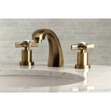 Millennium Two-Handle 3-Hole Deck Mount Widespread Bathroom Faucet with Brass Pop-Up