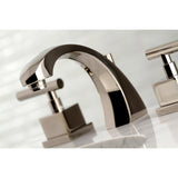 Claremont Two-Handle 3-Hole Deck Mount Widespread Bathroom Faucet with Brass Pop-Up