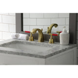 Kaiser Two-Handle 3-Hole Deck Mount Widespread Bathroom Faucet with Brass Pop-Up Drain