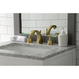 Kaiser Two-Handle 3-Hole Deck Mount Widespread Bathroom Faucet with Brass Pop-Up Drain