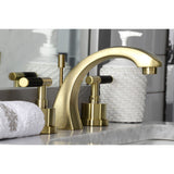 Kaiser Two-Handle 3-Hole Deck Mount Widespread Bathroom Faucet with Brass Pop-Up Drain