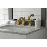 Kaiser Two-Handle 3-Hole Deck Mount Widespread Bathroom Faucet with Brass Pop-Up Drain