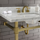 Claremont Two-Handle 3-Hole Deck Mount Widespread Bathroom Faucet with Brass Pop-Up