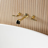 Two-Handle 3-Hole Wall Mount Roman Tub Faucet