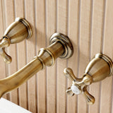 Two-Handle 3-Hole Wall Mount Roman Tub Faucet