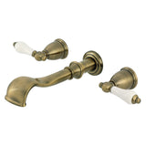 Two-Handle 3-Hole Wall Mount Roman Tub Faucet