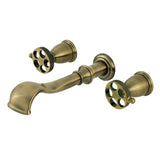 Webb Two-Handle 3-Hole Wall Mount Roman Tub Faucet with Knurled Handle