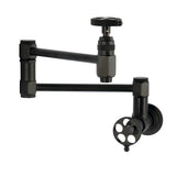 Webb Two-Handle 1-Hole Wall Mount Pot Filler Faucet with Knurled Handle