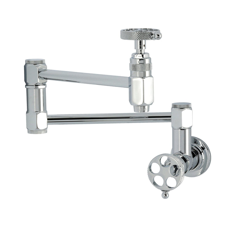 Webb Two-Handle 1-Hole Wall Mount Pot Filler Faucet with Knurled Handle