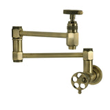 Webb Two-Handle 1-Hole Wall Mount Pot Filler Faucet with Knurled Handle