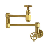 Webb Two-Handle 1-Hole Wall Mount Pot Filler Faucet with Knurled Handle