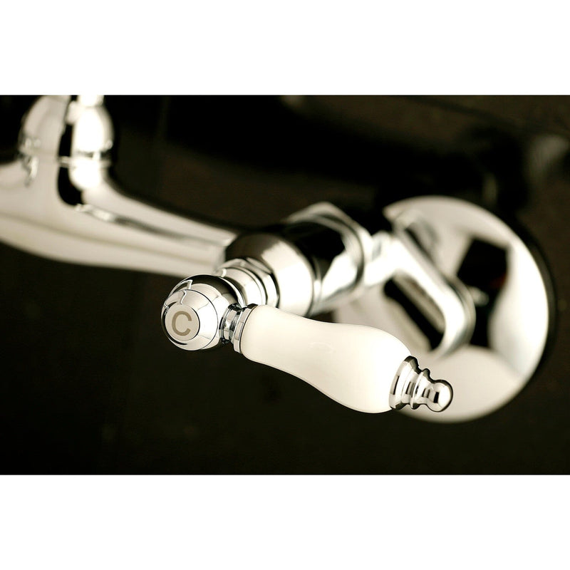 Kingston Double-Handle 2-Hole Wall-Mount Bridge Kitchen Faucet