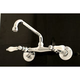Kingston Double-Handle 2-Hole Wall-Mount Bridge Kitchen Faucet