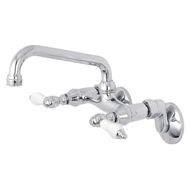 Kingston Double-Handle 2-Hole Wall-Mount Bridge Kitchen Faucet