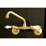 Kingston Double-Handle 2-Hole Wall-Mount Bridge Kitchen Faucet