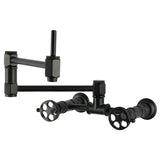 Webb Two-Handle 1-Hole Wall Mount Pot Filler Faucet with Knurled Handle