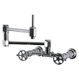 Webb Two-Handle 1-Hole Wall Mount Pot Filler Faucet with Knurled Handle