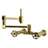 Webb Two-Handle 1-Hole Wall Mount Pot Filler Faucet with Knurled Handle
