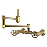 Webb Two-Handle 1-Hole Wall Mount Pot Filler Faucet with Knurled Handle