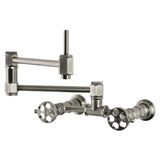 Webb Two-Handle 1-Hole Wall Mount Pot Filler Faucet with Knurled Handle