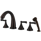 Royale Three-Handle 5-Hole Deck Mount Roman Tub Faucet with Hand Shower
