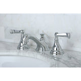 Royale Two-Handle 3-Hole Deck Mount Widespread Bathroom Faucet with Brass Pop-Up