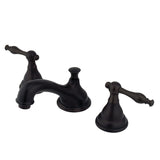 Two-Handle 3-Hole Deck Mount Widespread Bathroom Faucet with Brass Pop-Up