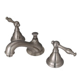 Two-Handle 3-Hole Deck Mount Widespread Bathroom Faucet with Brass Pop-Up