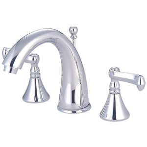 Royale Two-Handle 3-Hole Deck Mount Widespread Bathroom Faucet with Brass Pop-Up