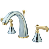 Royale Two-Handle 3-Hole Deck Mount Widespread Bathroom Faucet with Brass Pop-Up