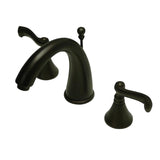 Royale Two-Handle 3-Hole Deck Mount Widespread Bathroom Faucet with Brass Pop-Up