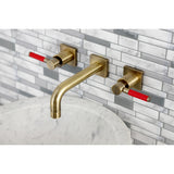 Kaiser Double-Handle 3-Hole Wall Mount Bathroom Faucet